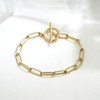 Gold-Tone Chain Bracelet with Flower and Star Charms, Gold-Tone Long