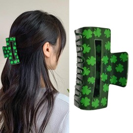 Totelux St. Patrick’s Day Hair Clip Green Shamrock Hair Claw Clip for Thick Thin Hair, Large Hair Jaw Clamp Nonslip Elegant Hair Grab Clips for Women Girls St Patricks Day Hair Accessories