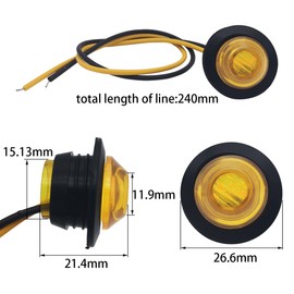 3/4 Inch Side Marker Indicator Light, CTRICALVER Waterproof Pack of 6 Yellow LED Position Light, Suitable for Trucks, Motorhomes, Trailers and Vans, Round Side Marker Light