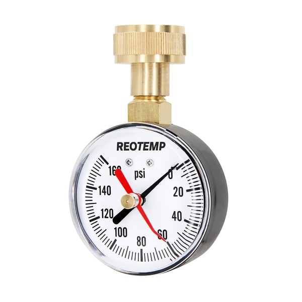 Reotemp PD25H 2.5" Home Water Pressure Test Gauge with Max