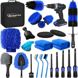 Qydipclin 24Pcs Car Detailing Kit, Car Detailing Brush Set, Car Wash Cleaning Kit, Car Detailing Brushes, Professional Car Care Kit for Interior Exterior Wheels, Blue