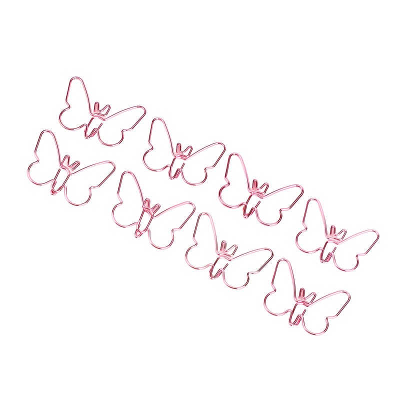 50Pcs Pink Butterflies Paperclip Cartoon Color Plating Innovative Cute Paperclips