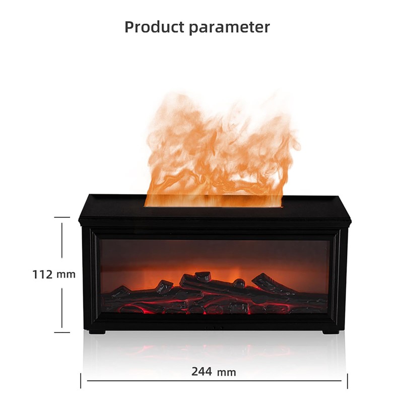 Fireplace Flame Aroma Oil Diffuser Humidifier Timer for Home Bedroom
