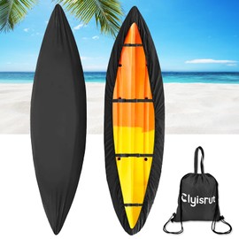 Waterproof Kayak Canoe Cover Accessories, Boat Outdoor Oxford Storage Marine Cockpit Dust Cover UV Protection Ultra Strong Sunblock Shield for Fishing Boat Kayak Canoe (10-11.5FT, Black)