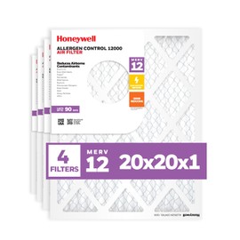 Honeywell 20x20x1 MERV 12 Electrostatic Pleated HVAC AC Furnace Air Filter (4-Pack) | Replacement Filter for Home Use | Made in USA