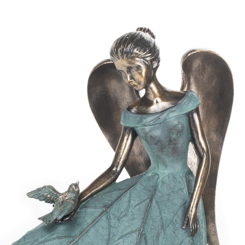 Roman 15839 Angel Bird Statue, 19.75-inch Height, Multicolor