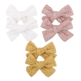 6 Pcs Satin Ribbon Bowknot Hairpins, Girls Headdress Print Flower Bows, Cute Bow Hair Alligator Clips Hair Clips, Cotton Hair Bows Hair Clips for Girls Bangs Hairstyle Hairpin Hair Accessories