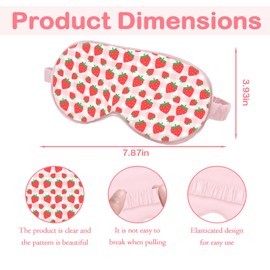 Strawberry Sleep Eyes Mask for Women, Soft Smooth Lightweight Mulberry Silk with Adjustable Straps, Silk Eye Mask for Sleeping Cute Cartoon Kids Sleep Mask for Boys Girls Teens Soft Smooth