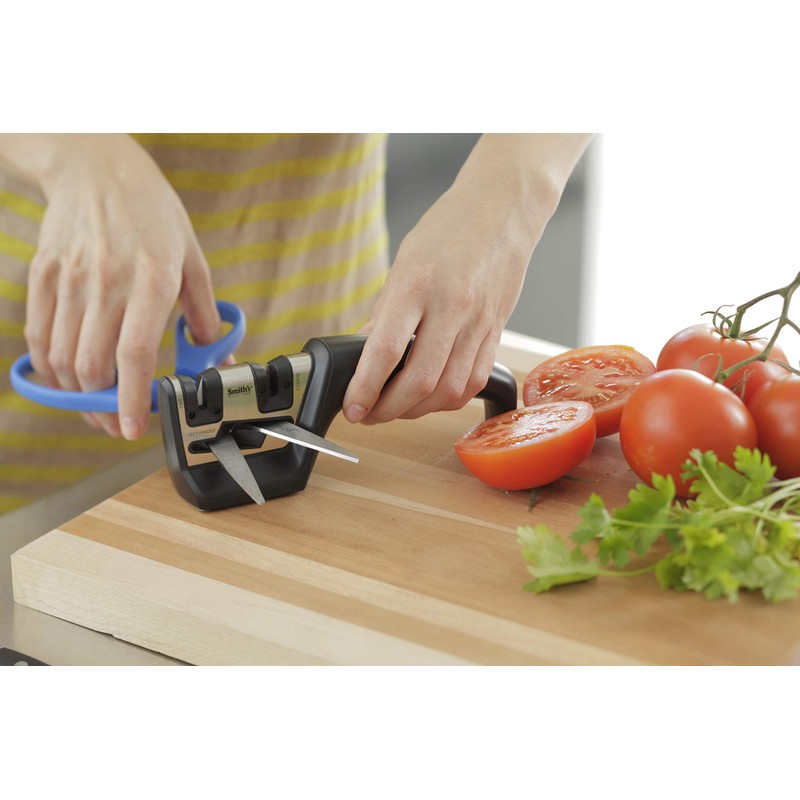 Smith’s 50101 Pull-Thru Knife & Scissor Sharpener – Black/Silver –