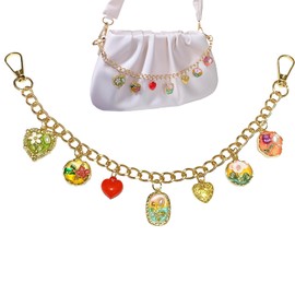 FengFaer Bag Charms for Handbags, Fashion Oil Painting Flower Handbag Charm - Elegant Alloy Purse Chain Decor, Bag Accessory for Women