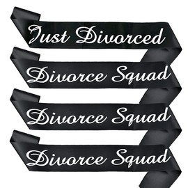 Just Divorced and Just Divorced Squad Sash Negro Blanco Divorciado Suministros de fiesta Decoraciones para finalmente divorciados, recién solteros, mujeres y hombres solteros, divorcio divertido, regalo de ruptura para ella y él