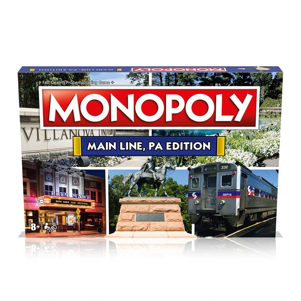 The Main Line Monopoly, Family Board Game for 2 to 6 Players, Board Game for Kids Ages 8 and Up