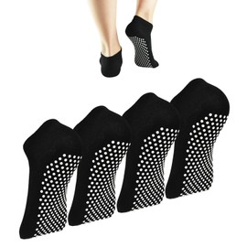 Calcetines Yoga para Mujeres y Hombres, 4 Pares Calcetas Pilates Antiderrapantes, Zapatos de Yoga para Ejercicios, Calcetines para Trampolín con Adulto, Yoga Socks para Ballet, Descalzo