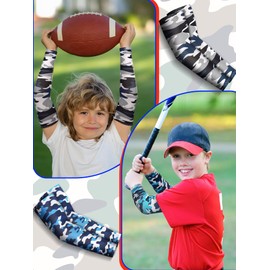Newcotte 12 Pairs Arm Sleeves for Kids Compression Football Baseball Youth UV Protection Breathable Cooling Sleeve (Vivid,10-14 Years)