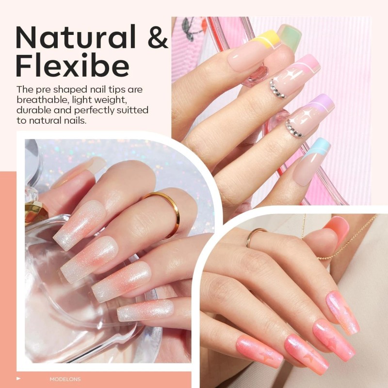 modelones Gel X Nail Kit, Gel x Nail Tips Medium