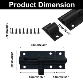 Zorveiio 4 Pcs 2 Inch Barrel Bolt Latch, Aluminium Alloy Mini Gate Slide Lock Heavy Duty Sliding Warehouse Garage Door Latch with Screws(Black)