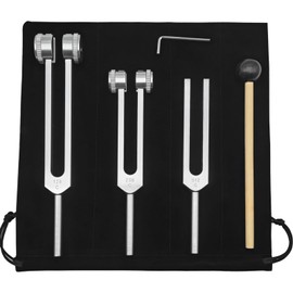 Tuning Forks Set for Healing, Includes 128Hz, 256Hz, 512Hz Forks, Aluminum Alloy Material, Wooden Mallet, Storage Bag with Dividers, Perfect for Meditation, Yoga, and Stress Relief