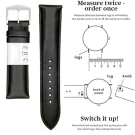 ROCHET WATCH BANDS No. 301 Fine Calf Grain Leather - Quick Release SHORT Leather Watch Bands, SHORT Length for Men Women Fashion Watches (16MM, BLACK)