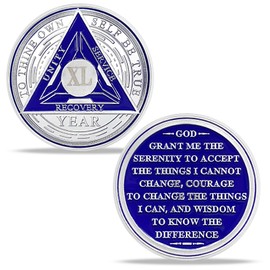 40 Year Original Triangle Sobriety Coin Set | Silver Roman Numeral AA Medallion with Protective Capsule | Recovery Anniversary Token for Men & Women | AA Sobriety Gifts for Monthly & Yearly Milestones