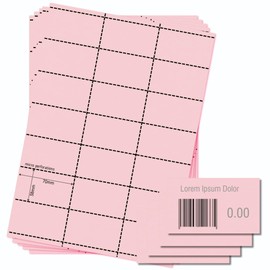 OfficeGear Shelf Edge Pink Barcode Price Ticket Labels 21-up [25 Sheets - 525 Pack] 38x70mm Custom Printable A4 120gsm Card Micro-Perforated Non-Adhesive Merchandise Tag Includes Design Template
