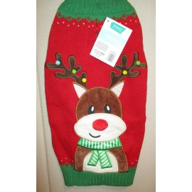 Frisco Reindeer Christmas Dog Pet Knit Sweater  Large Light Up Nose