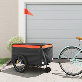 YLIEHS Versatile and Sturdy Bike Trailer for Heavy Loads, Durable Iron Design, Black and Orange Finish