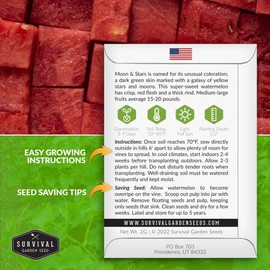 Survival Garden Seeds - Moon & Stars Watermelon Seed for Planting - Packet with Instructions to Plant and Grow Melons in Your Home Vegetable Garden - Rare Super Sweet Non-GMO Heirloom Variety