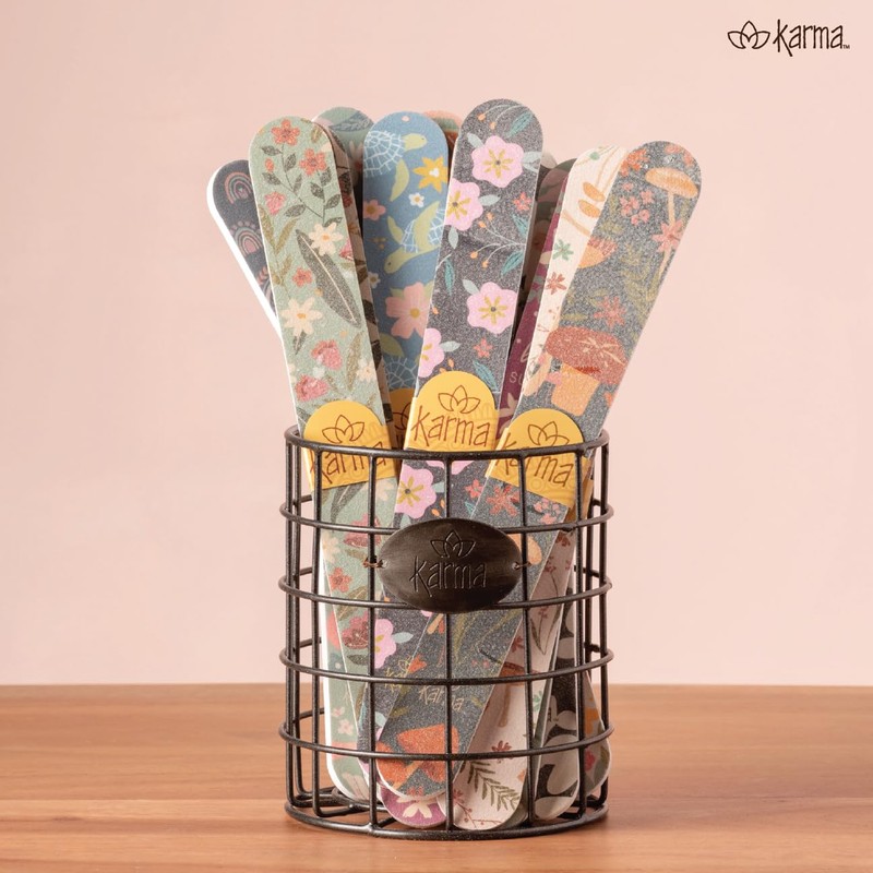 Karma, Colorful Emery Board Double-Sided, 180/120 Grit Nail Files, Tiger
