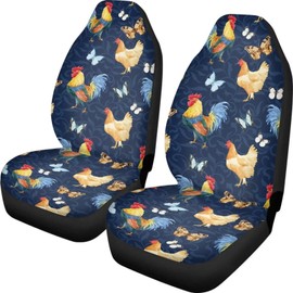 Modysero Automotive Seat Cover Set Custom Soft Chicken Print Durable Breathable Universal Car Seat Protector for Women Easy to Install Elastic Fitted Driver Seat Protector Fit All Trucks