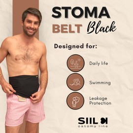 SIIL Ostomy Belt for Men and Women Black for Adbomen, Colostomy Bag Covers for Ostomy Bag, Ostomy Support Belt Pouch Covers, Stealth Colostomy Belt for Ileostomy & Urostomy, Sports & Swimming Medium