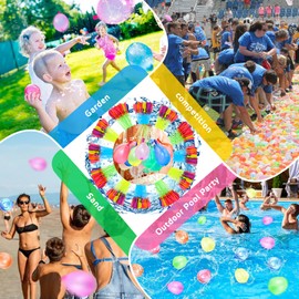 Water Bombs Self-Closing Colourful Water Balloons Water Balloons Quick Fill Water Bombs 60 Seconds Quick Fill Water Balloons for Water Games 444 Pieces