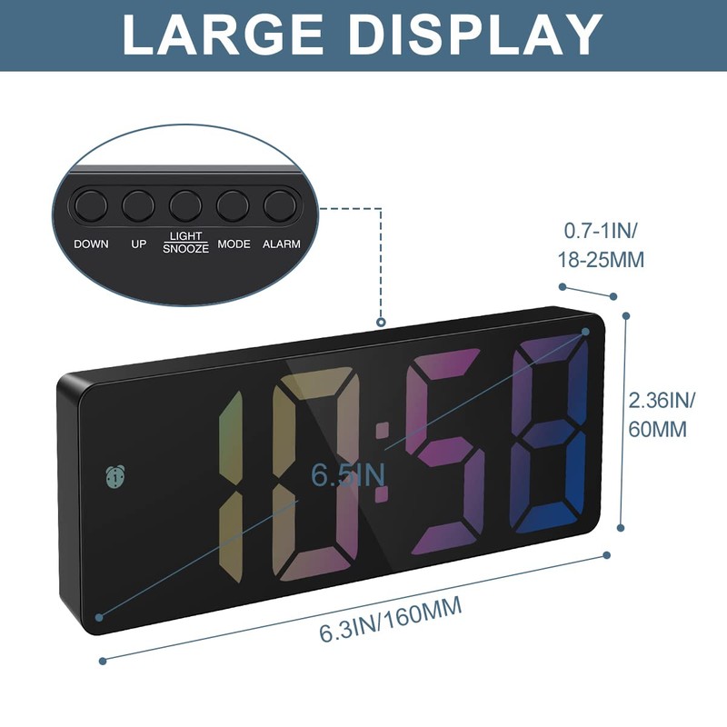 Upgraded Digital Alarm Clock, LED Clock for Bedroom, Electronic Desktop