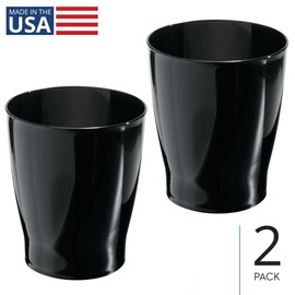 iDesign Small Round Plastic Trash Ideal for Bathroom or Office-Set of 2-Black Waste Can