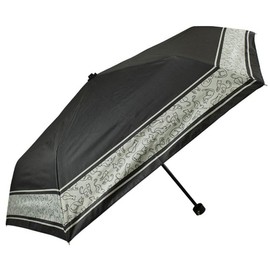 アテイン 折晴雨兼用ミニ ラインキャット ブラック 50cm 6689