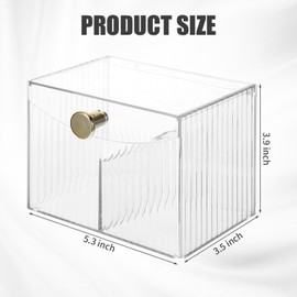 Jaarssho 2-Grid Qtip Holder Dispenser,Transparent Cotton Ball Holder,Clear Bathroom Organizer with Lid Guest Bathroom Essentials for Cotton Swabs and Balls Container Cosmetics Storage for Vanity