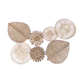 RUSHNKUR 7 Piece Decorative Hanging Wall Basket Set | Hanging Woven Baskets For Wall Decor | Boho Wall Decor For Living Rooms, Natural Beige