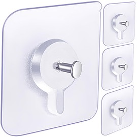 YOGEERNIC Adhesive Hooks for Wall(13lb Max), Wall Hangers without Nails for Photos Frames, Utility Waterproof and Oil Resistant Hooks for Decorations and Bathroom Kitchen Racks - 4 Pack