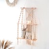 IGTOPS Wooden Wall Shelf with Boho Macrame Decorative Floating Shelf,