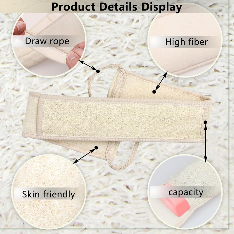 2 Pcs Back Exfoliating Loofah Washer 100% Natural Luffa Loofah