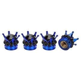 A ABSOPRO Tire Valve Stem Caps 12.8x15.8MM Car Wheel Valve Cap ABS Copper Blue Black Faux Crystal Crown Style for Car Bike Motorcycle Truck Anti Crash Tyre Valve Stem Cover 4 Pcs