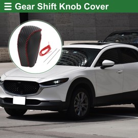 Motoforti Anti-Slip Gear Shift Knob Cover Car Stick Shifting Handle Protector for Mazda CX-30 2020-2022 Black Carbon Fiber Red Faux Leather