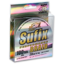 Sufix Performance 100-Yards Spool Size Braid Line (Green, 80-Pound)