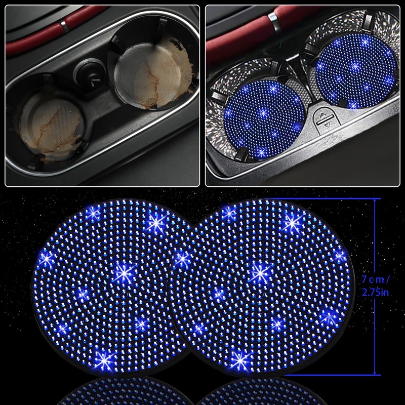 NBTEPEM 27 PCs Blue Bling Car Accessories Set for Women,