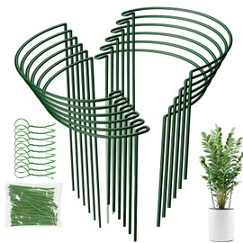12 Pack Tall Snake Plant Support Stakes, 10" W x 24" H Half Round Peony Cages and Supports for Indoor and Outdoor Plants, Plant Cage Ring Support for Flower,Hydrangea, Peony, Tomato, Rose Bush