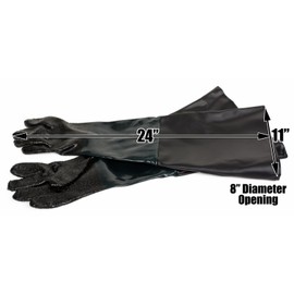 Dragway Tools Rubber Sandblasting Gloves with 8 in. Diameter Opening and 24 in. Length for Model 60 90 110 260 Sandblast Cabinets