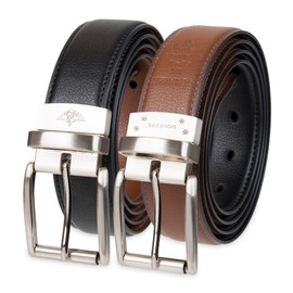 Dockers Men's Two-in-one Reversible Rotative Buckle Everyday Casual Dress Belt (Regular and Big & Tall Sizing), Black/Cognac, 3X (50-52)