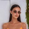 QVKUUT Retro Oval Metal Frame Sunglasses for Men and Women,
