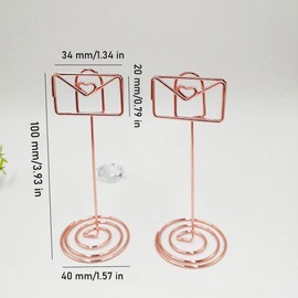 Pack of 10 Memo Holder Clip, Place Card Holder, Metal, Photo Holder Stand, Wedding Place Card Holder, for Office, Event, Birthday, Restaurants (Rose Gold)