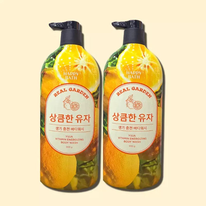 Happybath 해피바스 리얼가든 유자 비타민 생기 바디워시 900g 2개 약산성