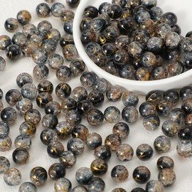 300Pcs Mixed Color Crackle Glass Beads for DIY Bracelet Necklace Jewelry Making